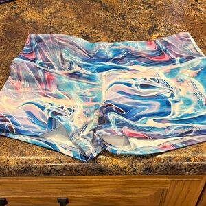 Fleo Blue and Pink Swirl Athletic Shorts